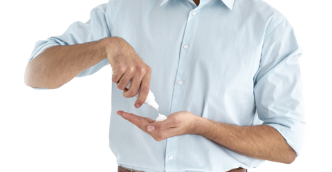 Patient applying LEXETTE Foam without experiencing any residue